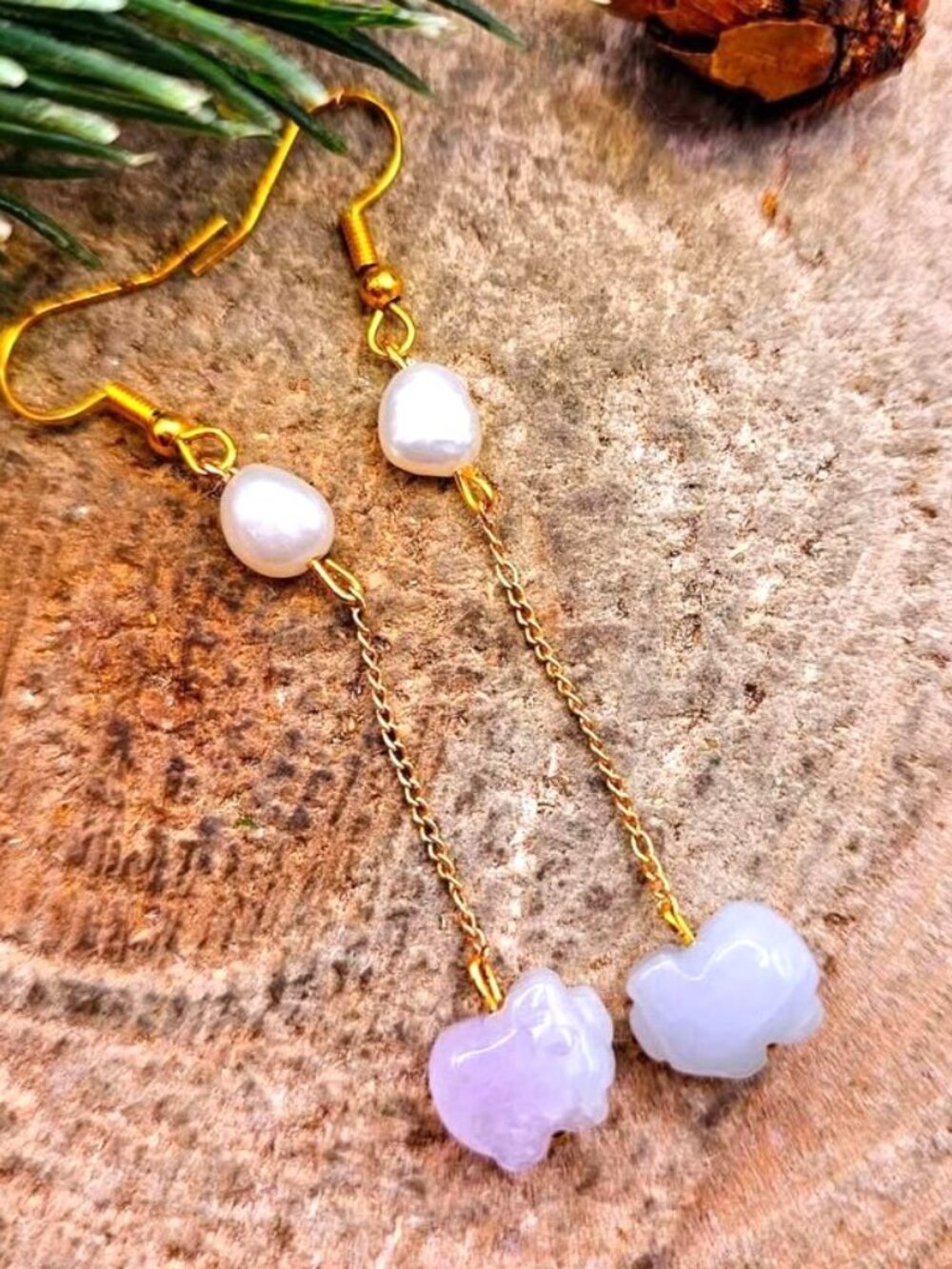 Nature Jade Pig Dangle Earring